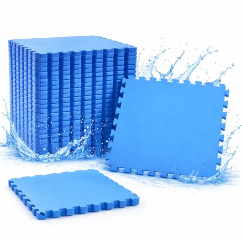 EYEPOWER 1cm Dicke Poolmatte 4er Set Bodenmatte 2,6qm Bodenfliesen Bodenfolie Unterlage für Pool Robustes erweiterbares Stecksystem Blau