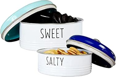 AMAZON - OUTSHINE Rustic Cookie Jar with Airtight Lids|Farmhouse Cookie Jar Antique Set of 2, Blue/Mint|Cookie Time Cookie Jar From Friends|Cookie Jars for Kitchen Counter|Decorative Vintage Snack Storage