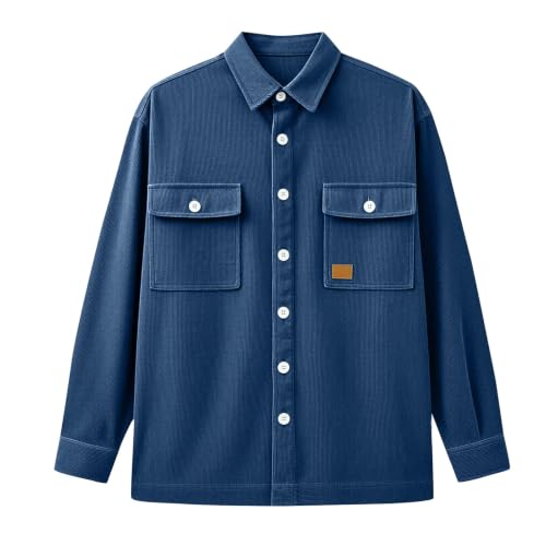 Corduroy Jacket Men Long Sleeve Button Down Chest Pockets Casual Shacket - image 4
