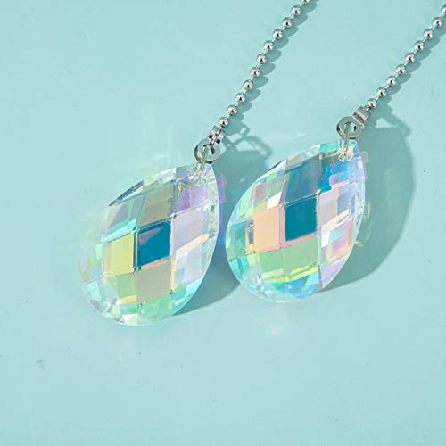 Image of 2 PCS Crystal AB Coating Ceiling Fan Pulls Chain Extender Prisms Drop Gifts