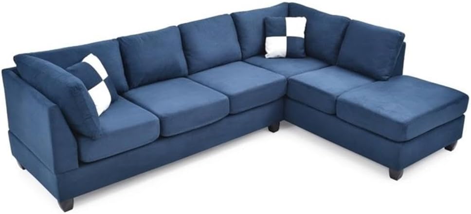 Glory Furniture Malone Microsuede Sectional in Navy Blue