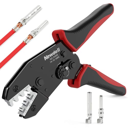 Image of Newdeli Wire Crimping Tool for Solar Connectors - AWG 14 12 10 MC4 Crimping Tool Ratchet Wire Crimper for MC4 Connector Ratcheting Crimping Plier Crimp Tool