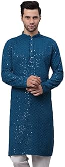 Jompers Men's Chikankari Embroidered and Sequence Kurtas