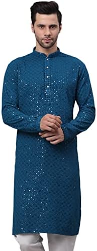 Jompers Men's Chikankari Embroidered and Sequence Kurtas