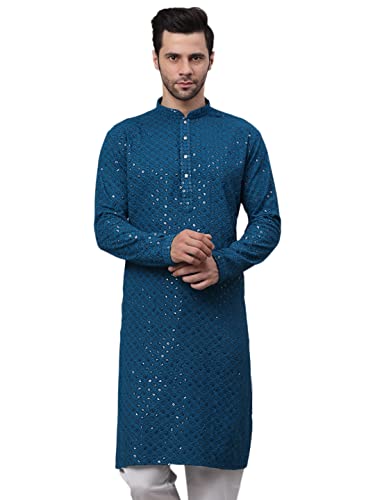 Jompers Men's Chikankari Embroidered and Sequence Kurtas