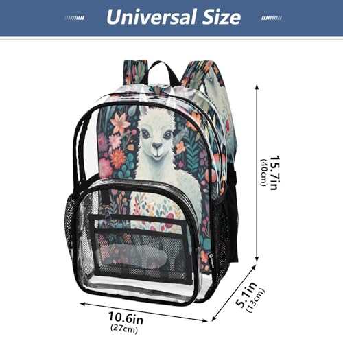 Alpaca Clear Backpack - Stadium Approved Large 15.7-inch Waterproof Transparent Bag for Sports, Concerts, Work, Travel#354