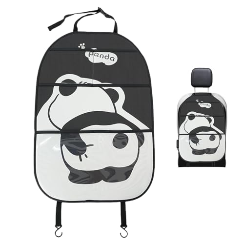 Yulokdwi Protector de respaldo de asiento para niños,Protector de respaldo de asiento de automóvil - Funda para asiento trasero de coche con diseño de Panda de dibujos animados y bolsillo transparente