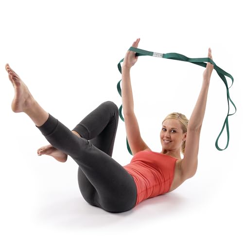 optp the original stretch out strap with exercise pilates essentials book - usa made top choice for physical therapy pilates stretching or knee therapy