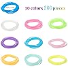 Sumind 200 Pcs Jelly Bracelets 80s Glow Silicone Jelly Bracelets Women Hair Ties Retro Neon Rainbow Silicone Wristband, Halloween Christmas Disco Party for Adults #1