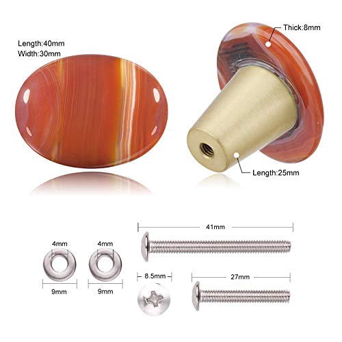 mookaitedecor Set of 4 40mm Carnelian Stone Drawer Knobs with Screws, Healing Stones and Crystals - Image 3