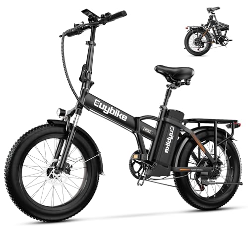 Foldable 1000W Electric Bike 48V 20Ah 80Mi Fat Tire Black