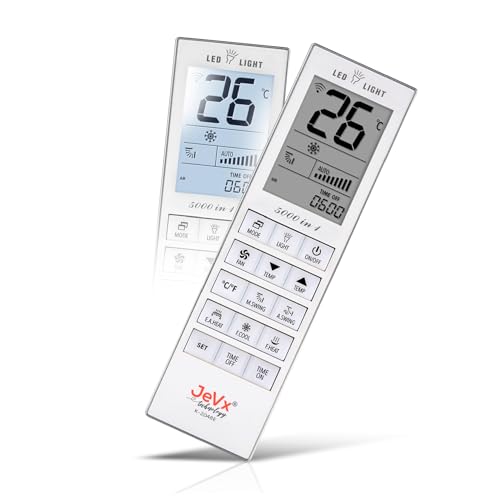 JEVX Mando Universal para Aire Acondicionado 5000 en 1 - para Mitsubishi, Jujitsu, LG, Carrier, Daewoo, Panasonic, Samsung, Toshiba, Daikin, Haier Pantalla Retroiluminada Controlador a Distancia