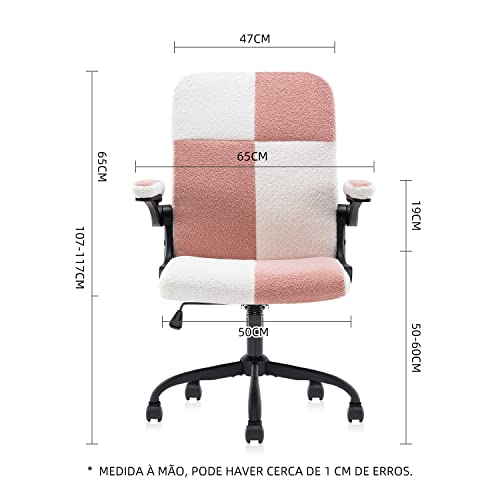 Yamasoro Home Office Desk Chairs With Wheels And Flip-Up Armrests,Velvet Fabric Office Chair Comfortable Ergonomic Executive Computer Chairs For Adults And Teens, Pink&White #TOP4