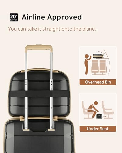 LUGGEX Carry on Luggage with Spinner Wheels, Lightweight Suitcase 2 Piece, Expandable (Grey, 14/20)