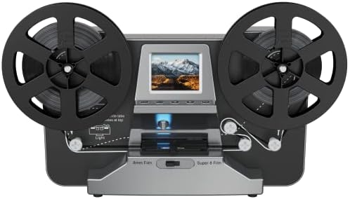 8mm & Super 8 Films Digitizer Converter, Film Scanner Converts Film Frame by Frame to Digital MP4 Files,with Vibrant 2.4″ Screen, Viewing, Sharing & Saving on SD Card(Included) for 3” and 5” Reels
