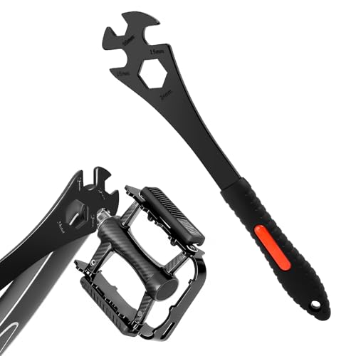 DUTIFUL Clé à pédale de vélo 3 en 1 multifonction 15 mm/16 mm/24 mm Extra longue Clé à pédale de vélo Outil pour enlever et remplacer les pédales de...