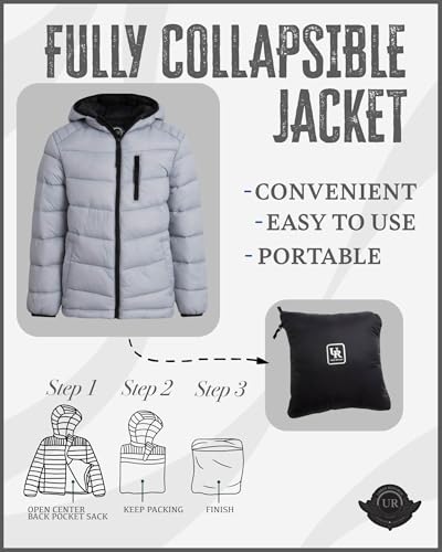 Image of URBAN REPUBLIC Boys Puffer Jacket - Packable Warm Insulated Hooded Boys Winter Coat with Pockets (Sizes 4-20)