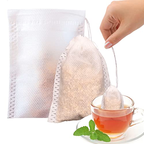 DRADERCH 800 Pcs Teebeutel Leeres Teefilterbeutel Einweg Feine Teefilter Taschen Baumwolle mit Kordelzug Selbstbefüllen Gewürzsäckchen für Lose Blatt Tee und Kaffee(2 Größen 5×7cm & 6×8cm) Cover