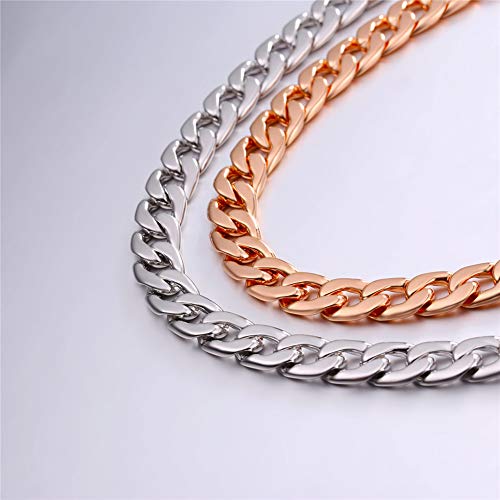 U7 Cuban Link Chain Anklets, Rose Gold Plated 7Mm Thick Curb Chains Barefoot Jewelry Ankle Bracelet For Women Men, Length 8.5-10.5 Inches #TOP5