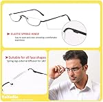 Half Reading Glasses 2 Pairs Half Rim Metal Frame Glasses Spring Hinge Readers for Men and Women, Black+Gunmetal 2.50