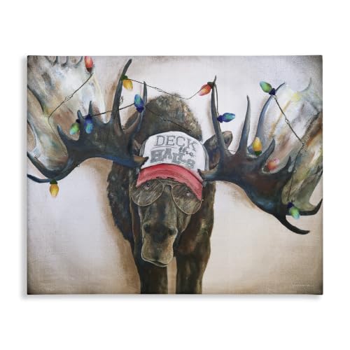 Stupell Industries Holiday Moose Antlers Deck, 16 x 20 Inch Canvas Wall Art