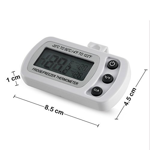 Refrigerator Fridge Thermometer Digital Freezer Room Thermometer Waterproof, Max/Min Record Function With Large Lcd Display (General, White, 2) #TOP1