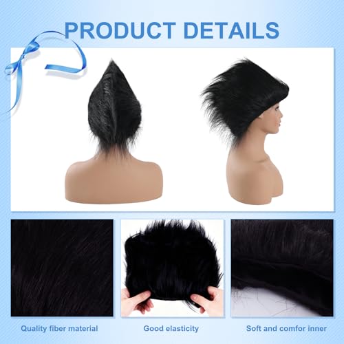 Image of Black Wig Hair Headband Costume Funny Wigs for Adults Crazy Wigs for Halloween Costume Cosplay