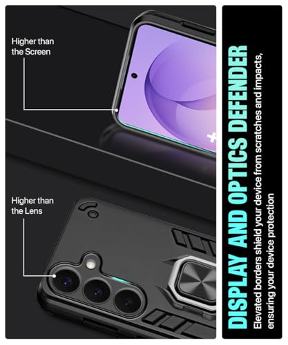 Image of WOW IMAGINE Shock Proof Back Case Mobile Cover for Samsung Galaxy S26 Plus 5G | Back Cover Case (Tough Armor | Hybrid PC + TPU | Ring Holder & in-Built Kickstand | Black)