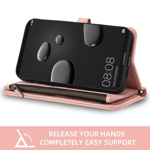Housse Huawei Mate 10 Pro Rose avec Compartiment Cartes et Support - 5