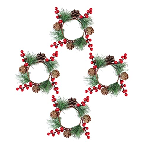 QUMIIRITY 4pièces Anneaux De Bougie De Noël avec Écrous De Pin Décoration De Noël pour Wreaths Et Ambiance Festive