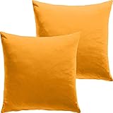 ✅ 100% Baumwolle REDBEST Kuschelkissenbezug Single- Jersey San Francisco 2er- Pack Mandarine Größe 40x40 cm- weiche Qualität, bügelfrei, praktischer Reißverschluss, 100% Baumwolle (weitere Farben)