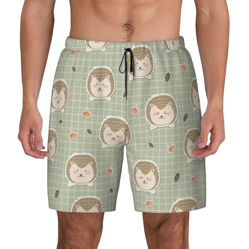 Short de bain pour homme imprimé hérissons en tissu léger pour la plage