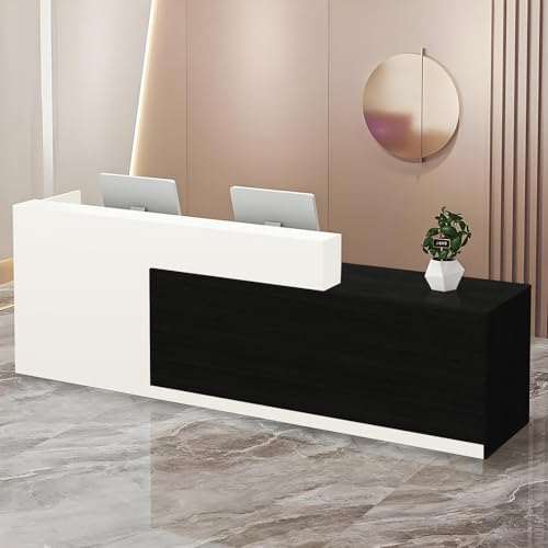 CCUKTFN Mostrador Recepción Grande de 100 a 240 cm, con Cajón y Estantes Abiertos Mostradores Recepcion, Mueble para Oficina, Salón, Tienda o Vestíbulo
