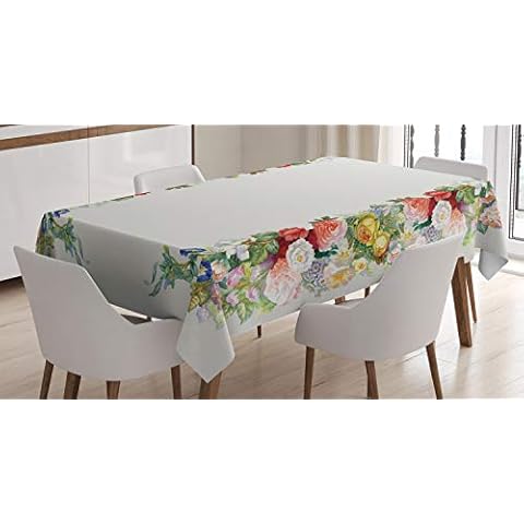 Ambesonne Victorian Tablecloth with Floral Design Cover