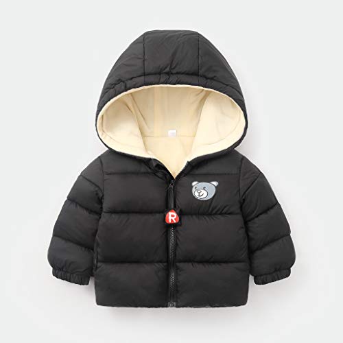 Little Story Baby Clothes,Chlidren Kids Boys Girl Winter Coats Jacket Zip Thick Bear Snow Hoodie Outwear Black Girls Coat&Jacket for Baby Easter Gifts