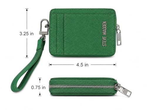 Image of Steve Madden BPIPPER Zip Around Card Case Wallet (Retro Green)