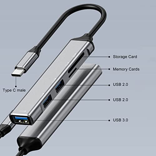 Image of TrueCartType C Hub, USB C Hub 5 in 1 High Speed Read Plug and Play Metal Electronics for for U Drive for Keyboard for Linux