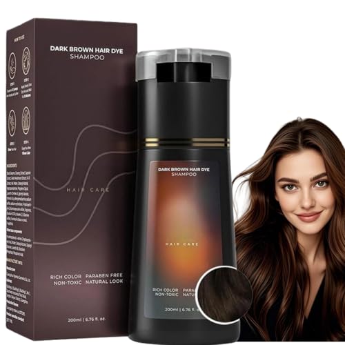 200ml Dark Brown Pol/ar Hair Dye Shampoo Po/lar Instant Dye Shampoo 3 in 1 Hair Colour Sham/poo Quick Coloring Pol/ar Sham/poo Dark Brown Cover Grey Hairs Safe Non-Irritating Haircare for Men&Women