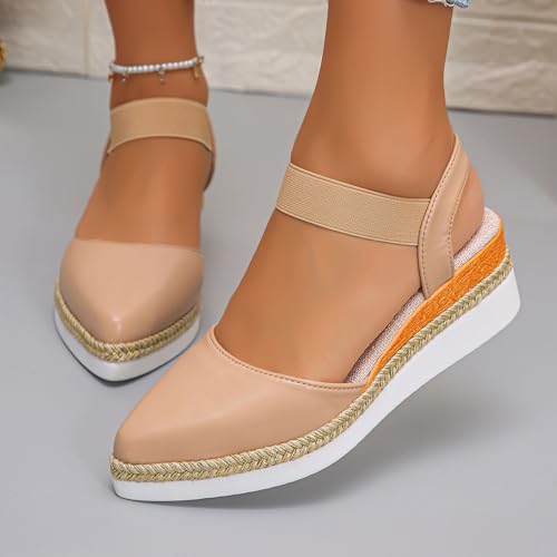 Espadrilles plates à bout fermé pour femme, chaussures décontractées légères kaki - 7