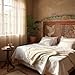 Rustic Hand Carved Wooden Headboard – LED Lighted, Natural Solid Wood, Handmade, Vintage Look, Compatible with Queen/King Beds
