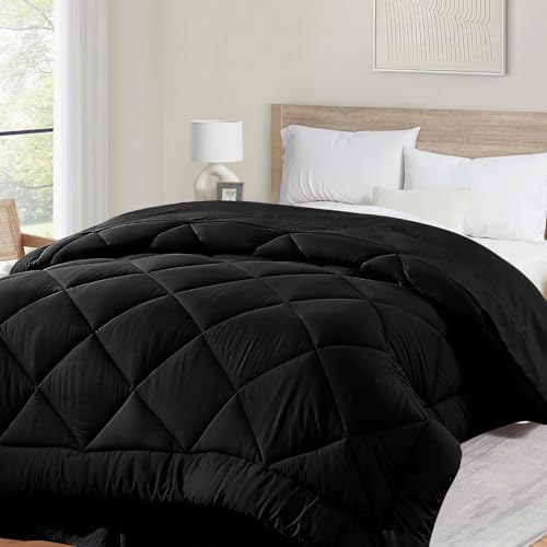 Cozynight Soft Twin XL Size Comforter Duvet Insert-Lightweight Down Alternative Comforter-Fluffy & Breathable & Machine Washable Diamond Stitching White Comfroter (Black,68x92)