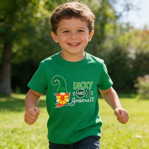 Image of Tkria Toddler Boys St Patricks Shirts Kids Clover Shamrock T-Shirt Baby Dinosaur Gnome Lucky Dude Short Sleeve Green Tops