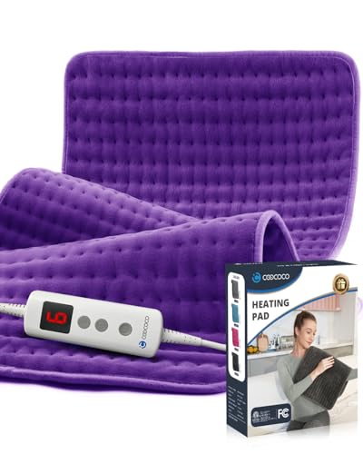 Image of Heating Pad for Back Pain Relief & Cramps, CooCoCo Heating Pads with Auto Shut Off, 6 Heat Settings Electric Heated Pad, 18 inchx33 inch, Purple
