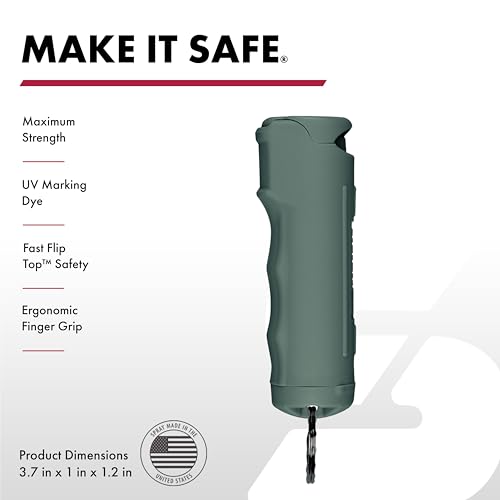 Image of SABRE Pepper Spray-Fast Flip Top,Snap-Clip Keychain,Easy to Use & Carry, Maximum Police Strength Dye for Self Defense,10 Second Spray Time,Finger Grip for Faster Aim,0.54 fl oz,(Pack of 2)