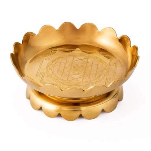 Best Puja Thali Sets: Stainless Steel vs Brass 24 The Spiritual Living Brass Shree Yantra Lotus Stand | 4 Inch | Sr...