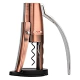 Forge Quality Compact Vertical Lever Corkscrew Wine Opener with Foil Cutter. 3 Seconds to Open a Bottle of Wine. Metallic Bronze