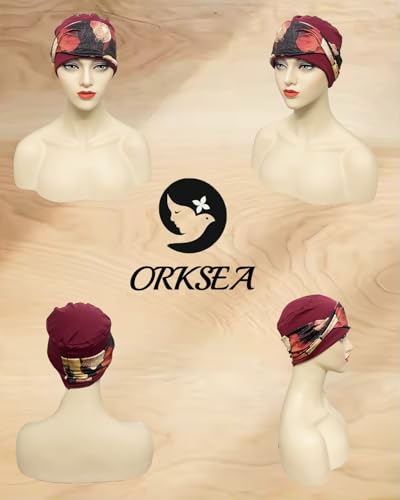 Image of Chemo Headwear for Women Knot Beanies with Stretch Elastic Turbans Soft Cancer Hats Head Coverings Scarf Headwraps