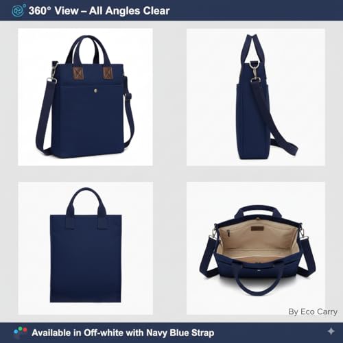 Image of Cotton Canvas Tote Bag for Women & Men | Stylish Shoulder & Crossbody Handbag with Zipper For Boys Girls & Adults | hand bags for woman & Man | College, Office, Travel & Daily Use, Shopping