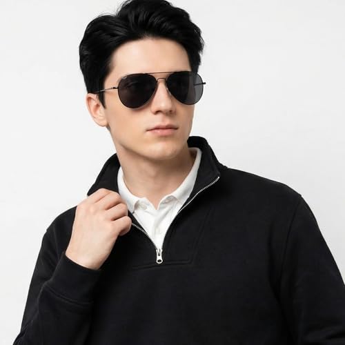 Image of VINCENT CHASE EYEWEAR Polarized and 100% UV Protected | Branded and Stylish Sunglasses | Full Rim Pilot | For Men & Women | Medium | VC S18687