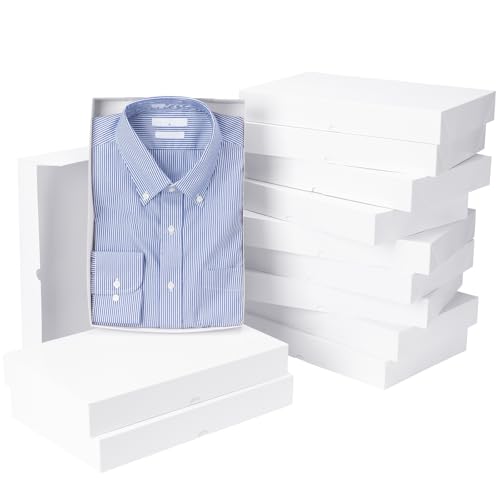 UnicoPak 12 Pack Medium White Cardboard Gift Boxes with Lids for Presents Gift Boxes for Clothes Shirt Boxes 14.25x9.5x2 Inches